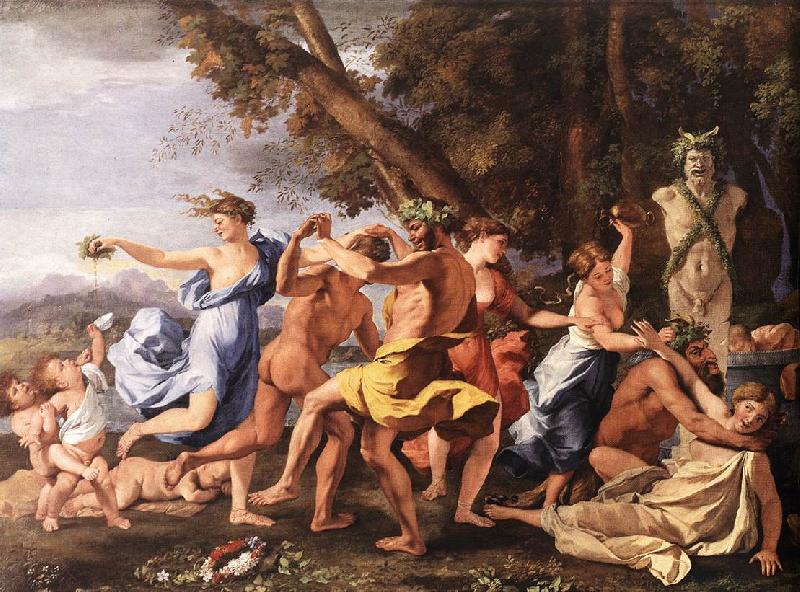 Nicolas Poussin Bacchanal before a Statue of Pan oil painting image